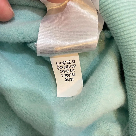 Good Vibes Psychedelic Mint Green Batwing Fleece Cropped Sweatshirt Size M - Picture 11 of 15